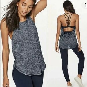 Lululemon Raise The Bar Tank Heathered Navy Blue size 6